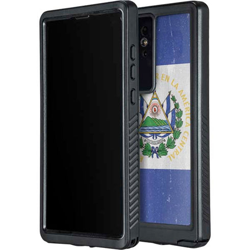 El Salvador Flag Distressed Galaxy S24 Ultra Waterproof Case